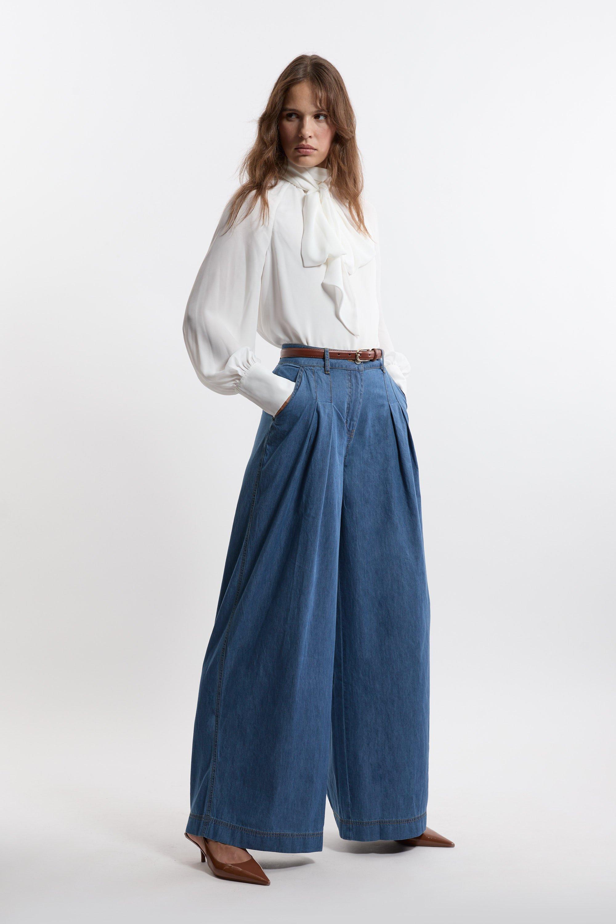 High Waist Double Pleated Pants